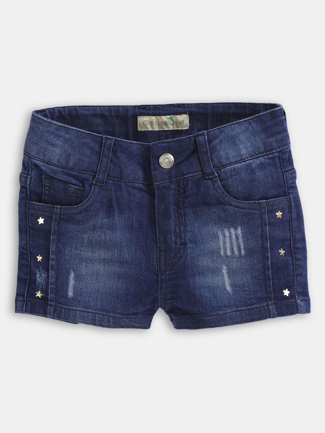 

Hopscotch Girls Washed High-Rise Cotton Shorts, Blue