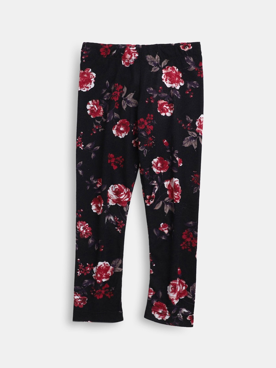 

Hopscotch Girls Black Floral Printed Ankle Length Leggings