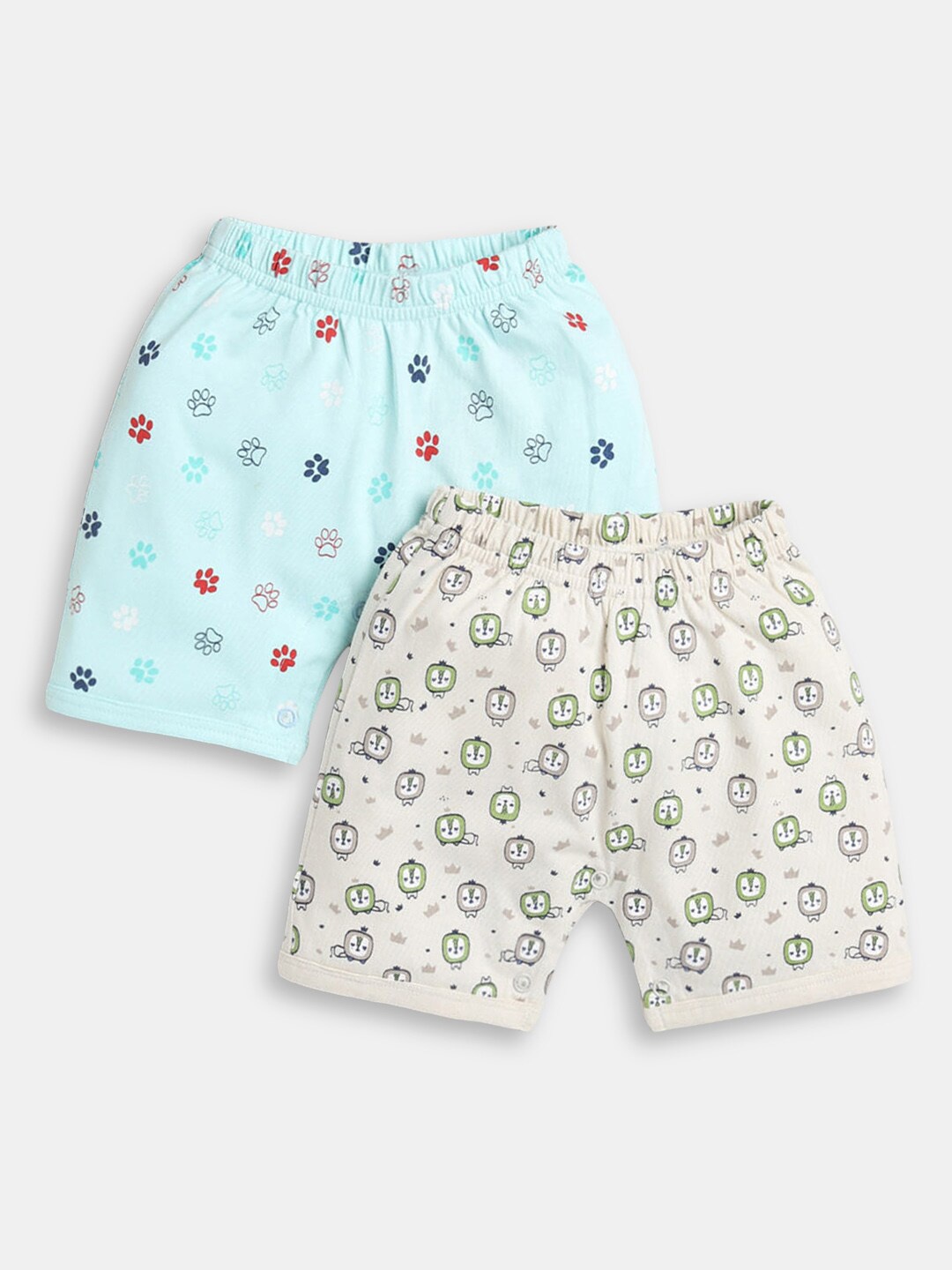 

Hopscotch Girls Pack of 2 Conversational Printed High-Rise Cotton Shorts, Blue