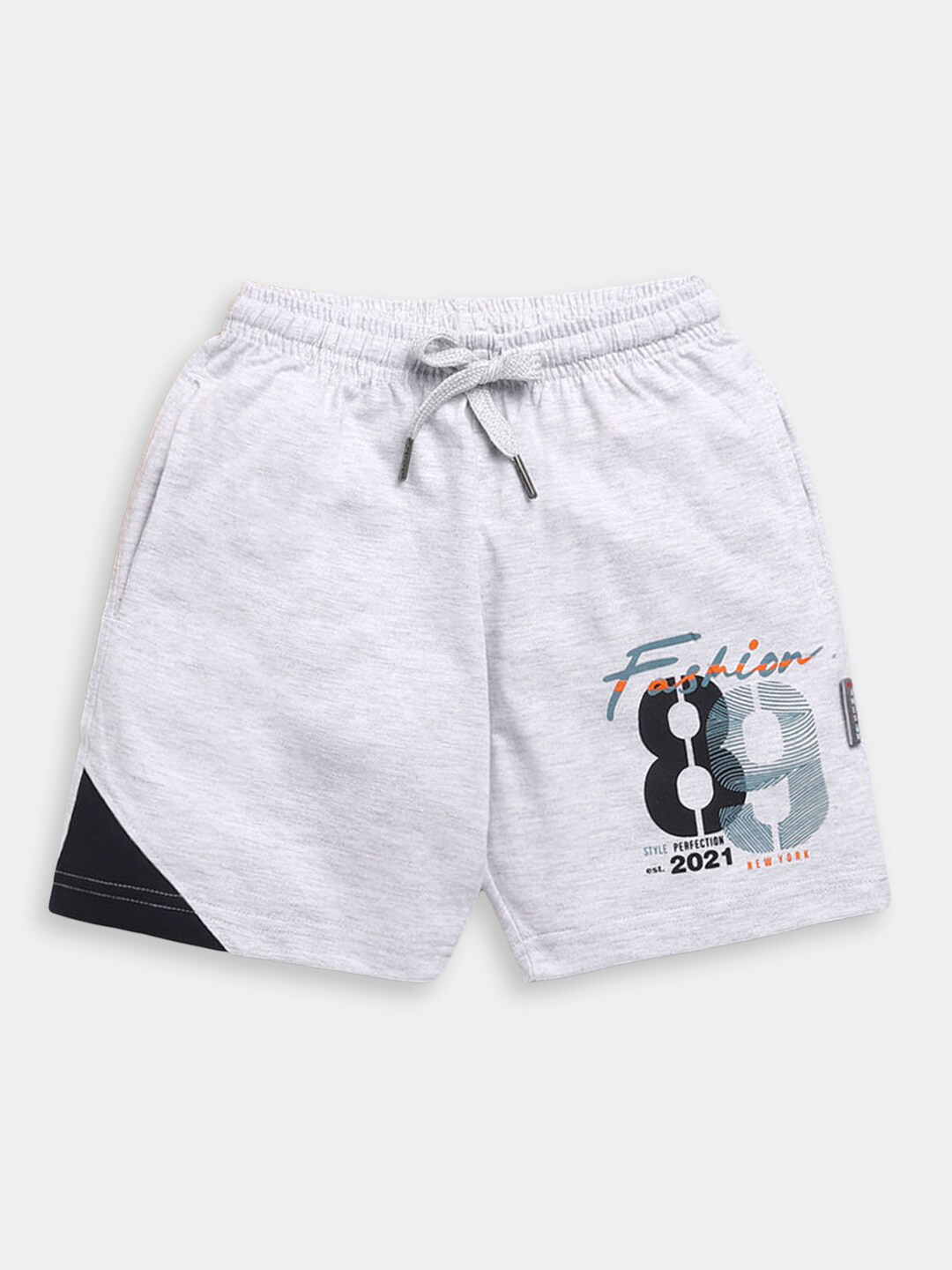 

Hopscotch Boys Printed High-Rise Cotton Shorts, Grey