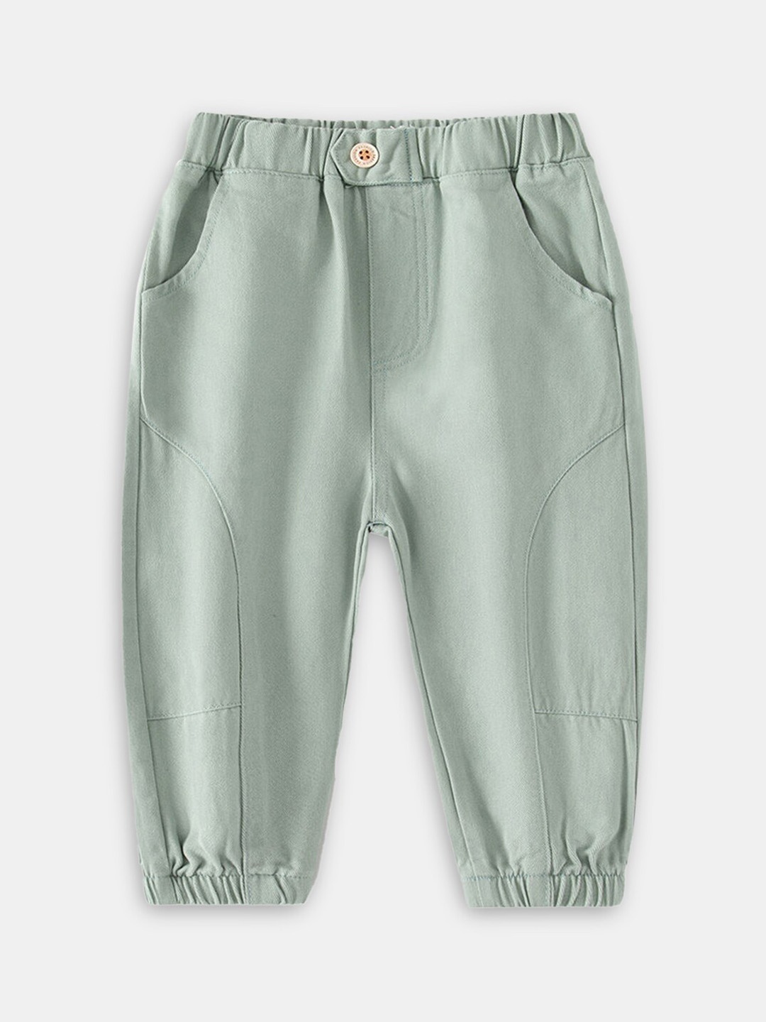 

Hopscotch Boys Green Solid Joggers