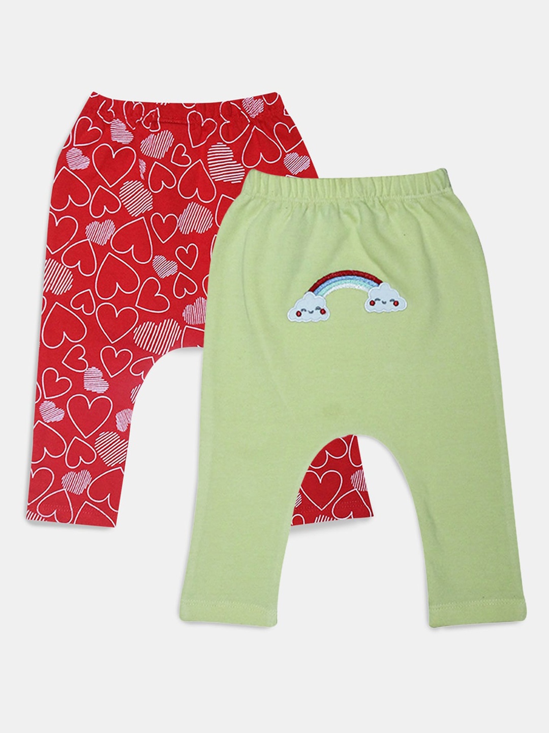 

Hopscotch Infant Girls Pack Of 2 Printed Cotton Leggings, Red