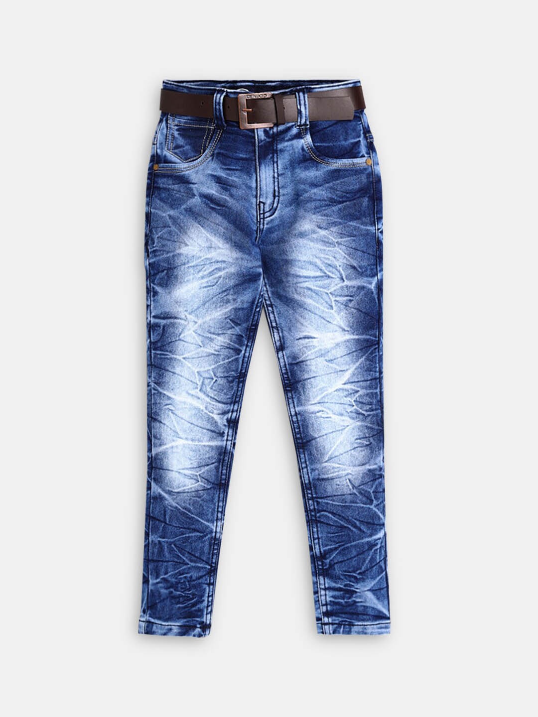 

Hopscotch Boys Blue Comfort Mildly Distressed Heavy Fade Cotton Jeans