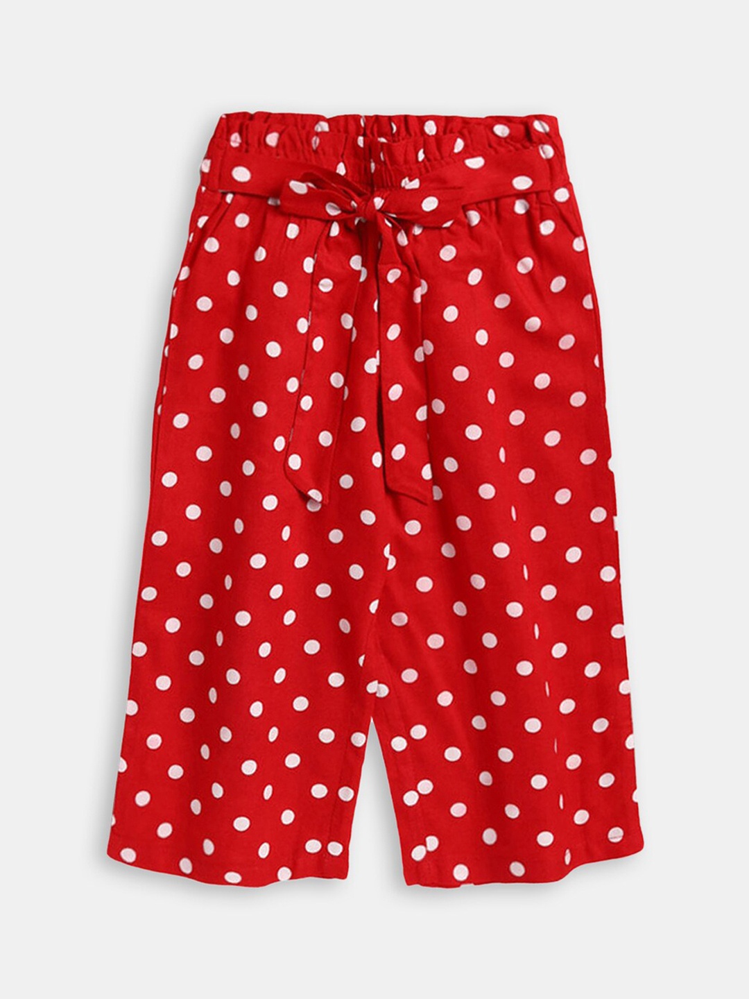 

Hopscotch Girls Red Polka Dots Printed Cotton Culottes Trousers