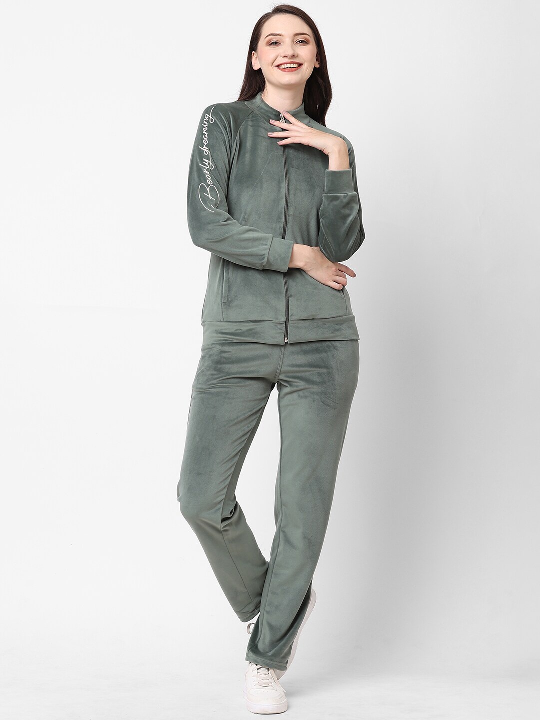 Sweet Dreams Women Green Solid Tracksuits