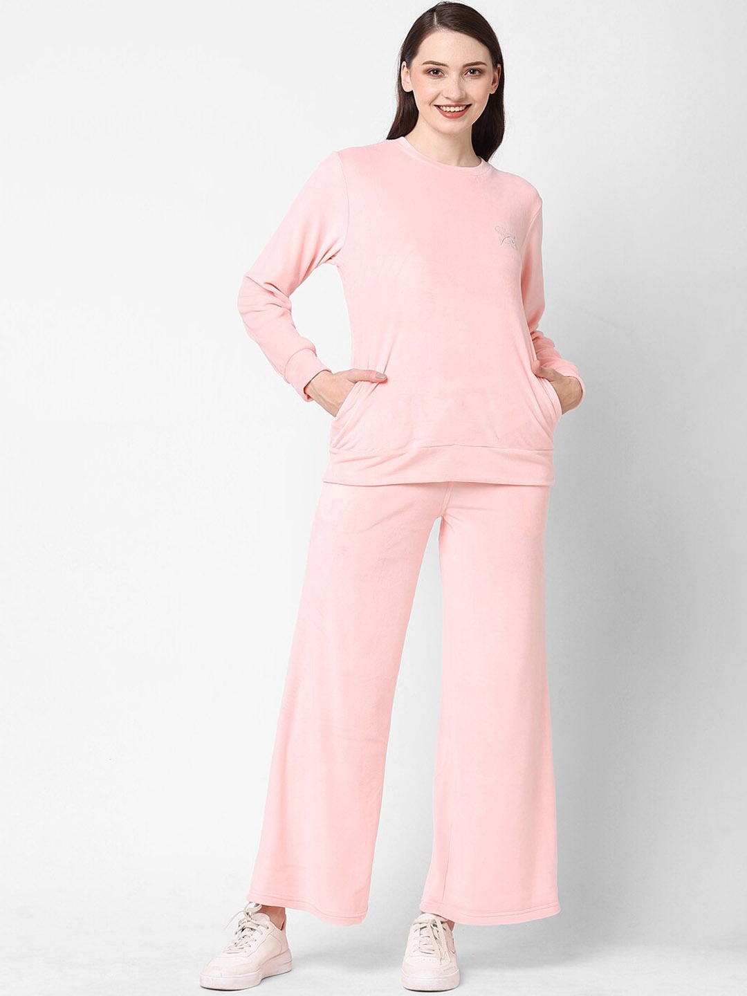 

Sweet Dreams Women Pink Solid Tracksuit