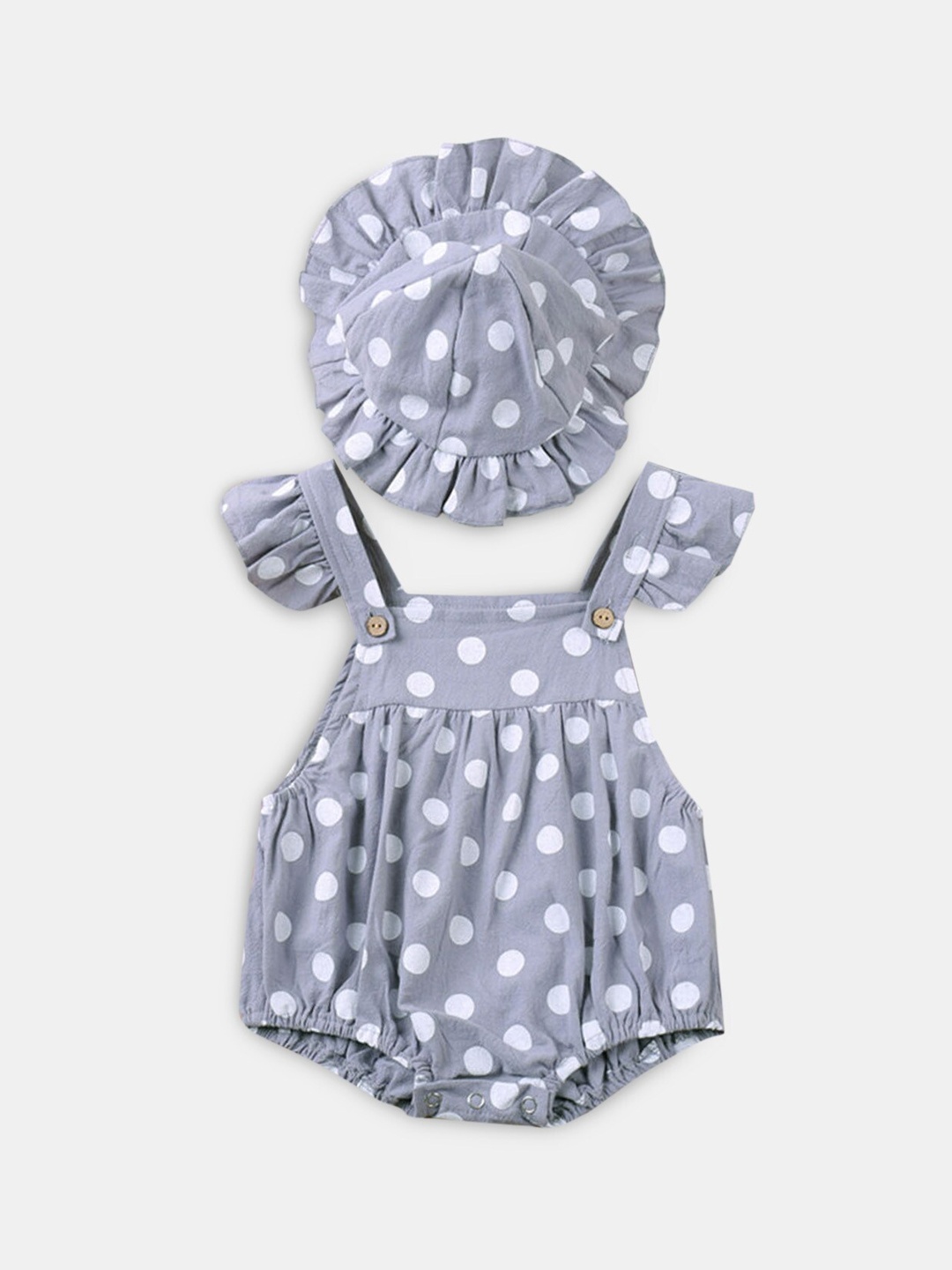 

Hopscotch Girls Grey & White Printed Cotton Bodysuits