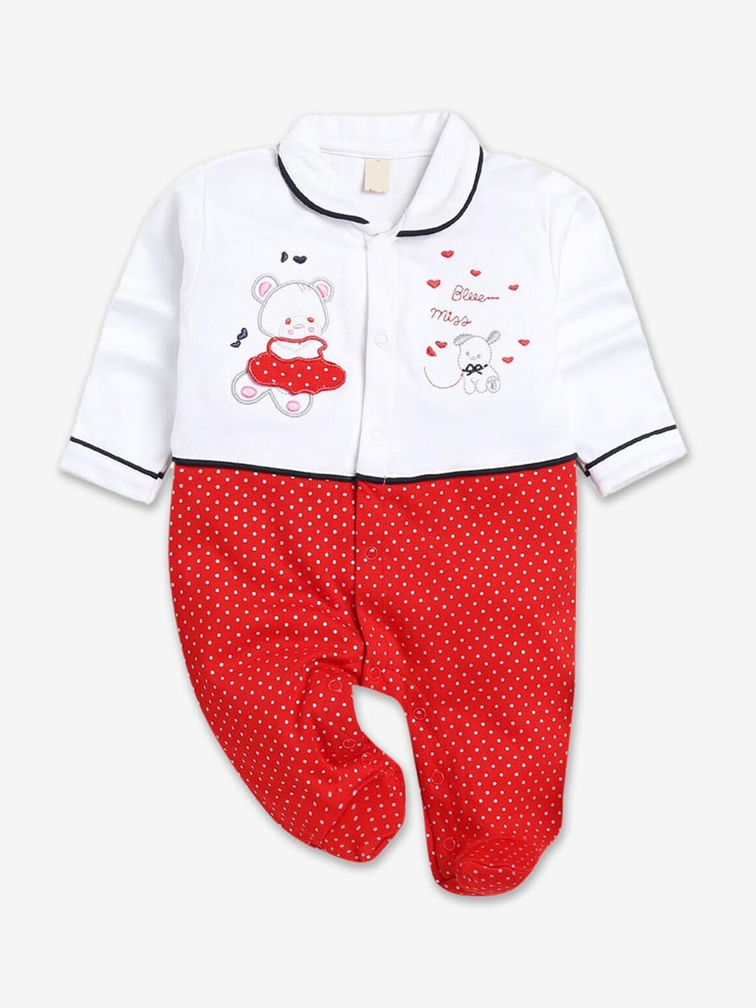 

Hopscotch Girls Red Polka Dot Printed Cotton Bodysuit