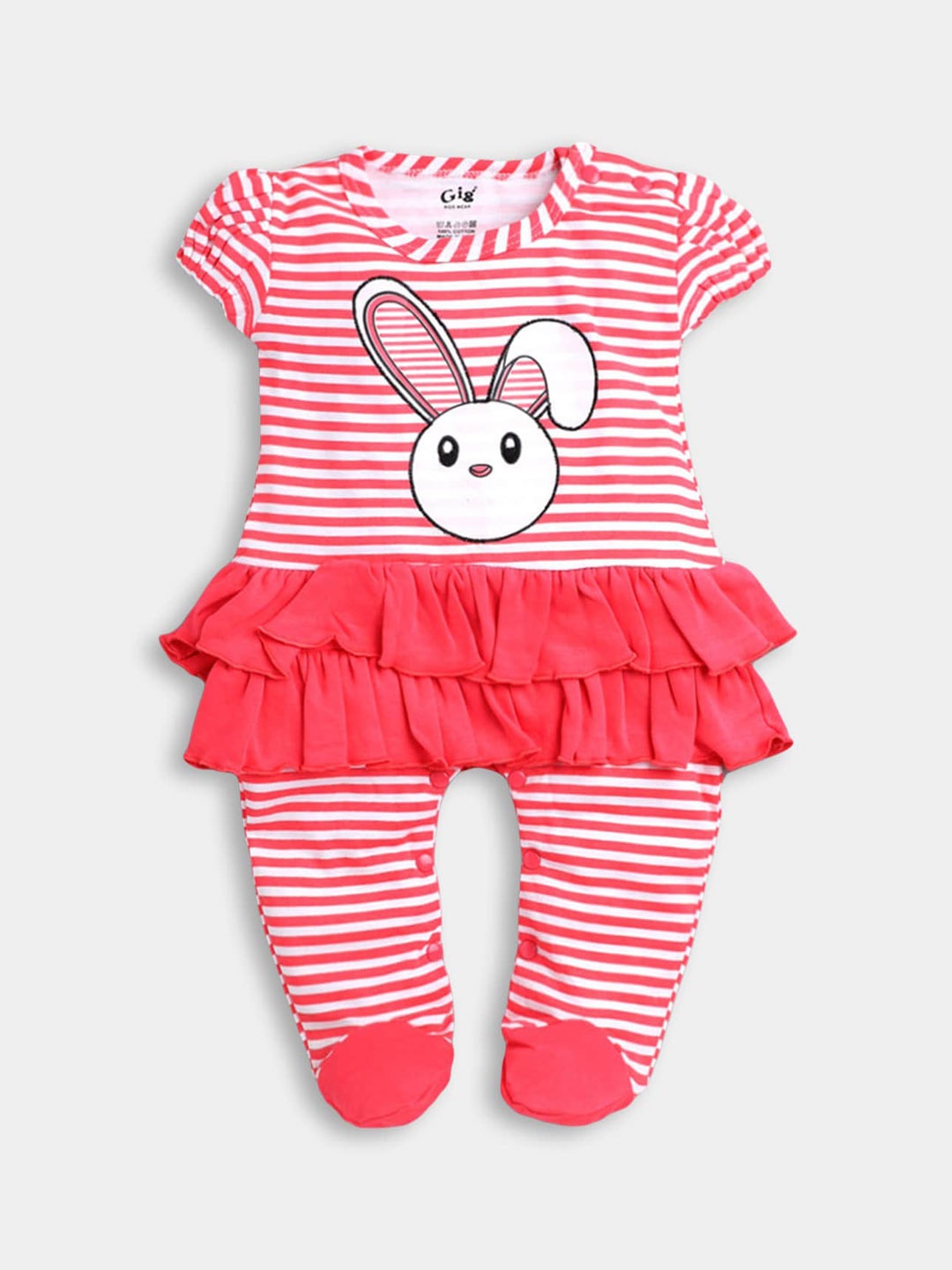 

Hopscotch Infant Girls Red & White Striped Cotton Bodysuit