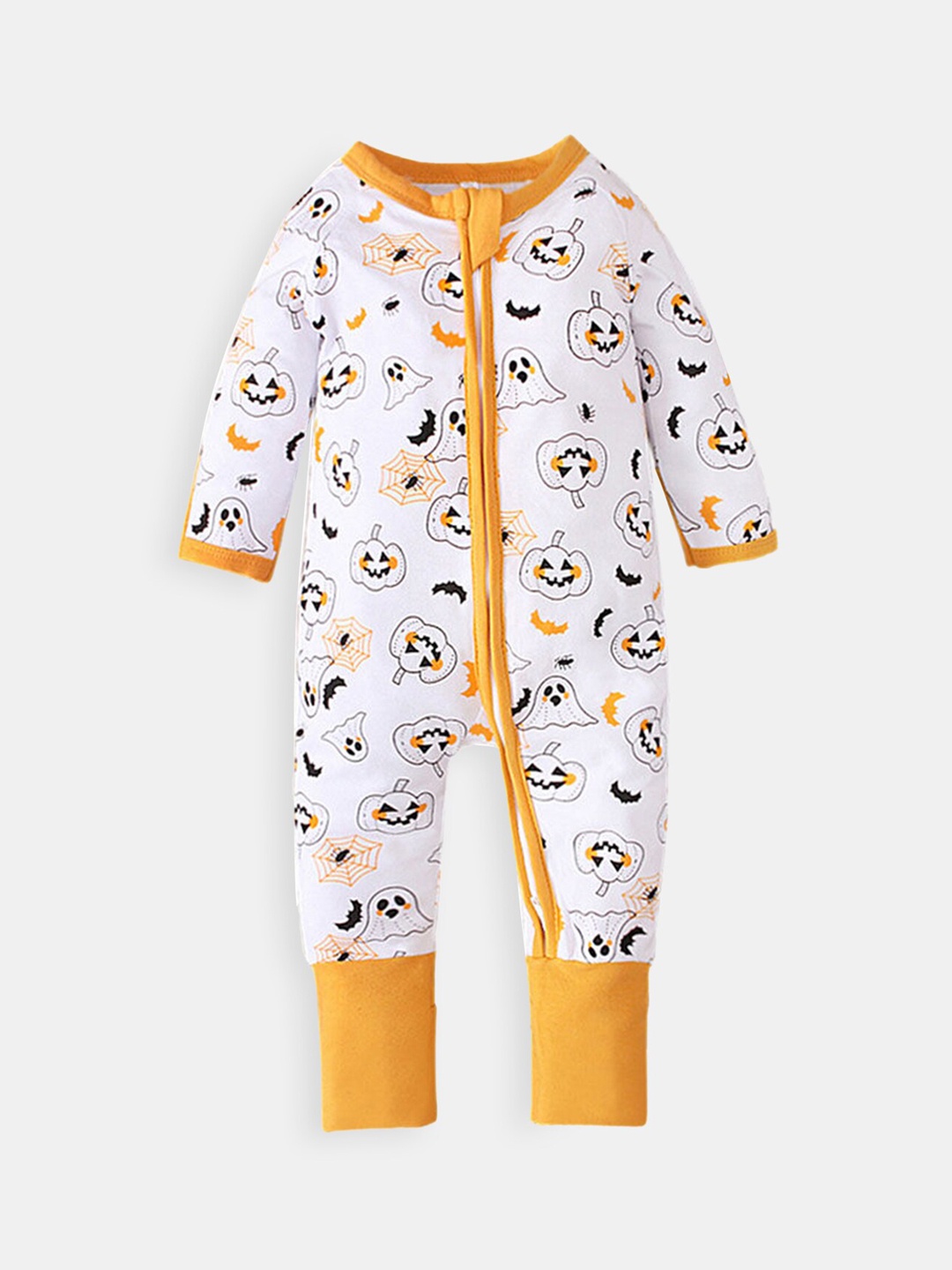 

Hopscotch Girls White & Orange Printed Bodysuit