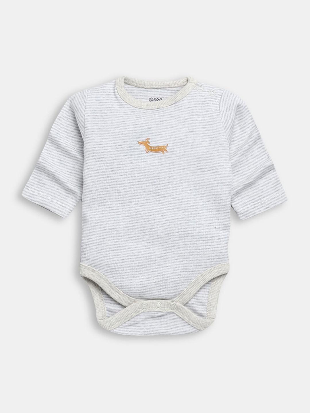 

Hopscotch Boys Grey Self-Design Cotton Bodysuit