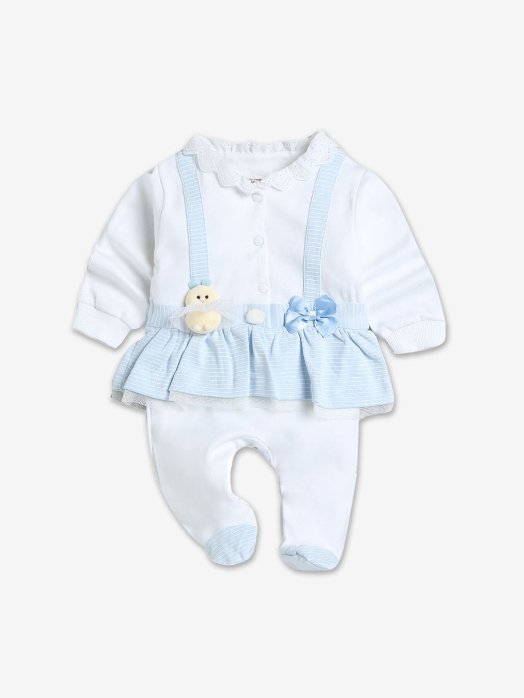 

Hopscotch Girls Blue & White Striped Cotton Bodysuit