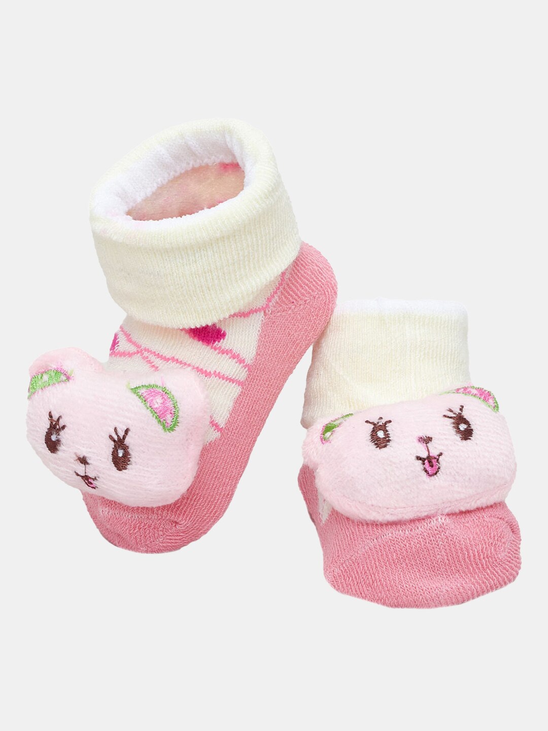 

Hopscotch Kids Pink & Cream Printed Ankle-Length Socks