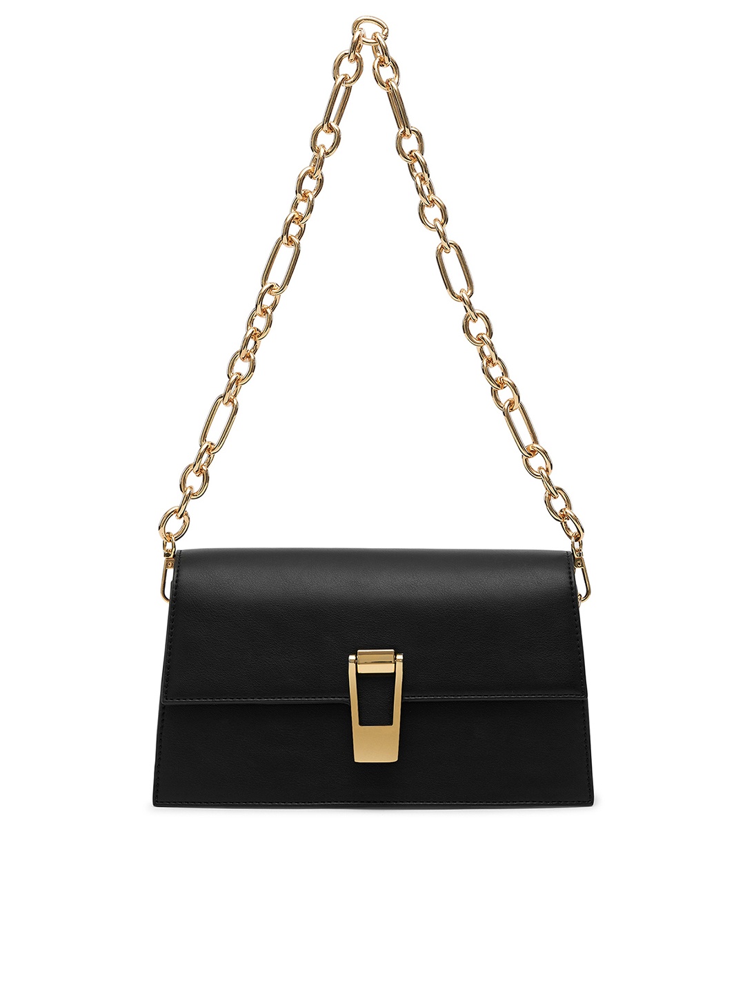 

MIRAGGIO Paris Black Structured Shoulder Bag with Chain Strap