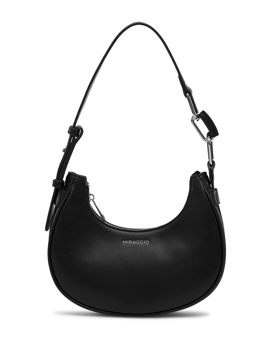 

MIRAGGIO Cindy Black Half Moon Shoulder Bag