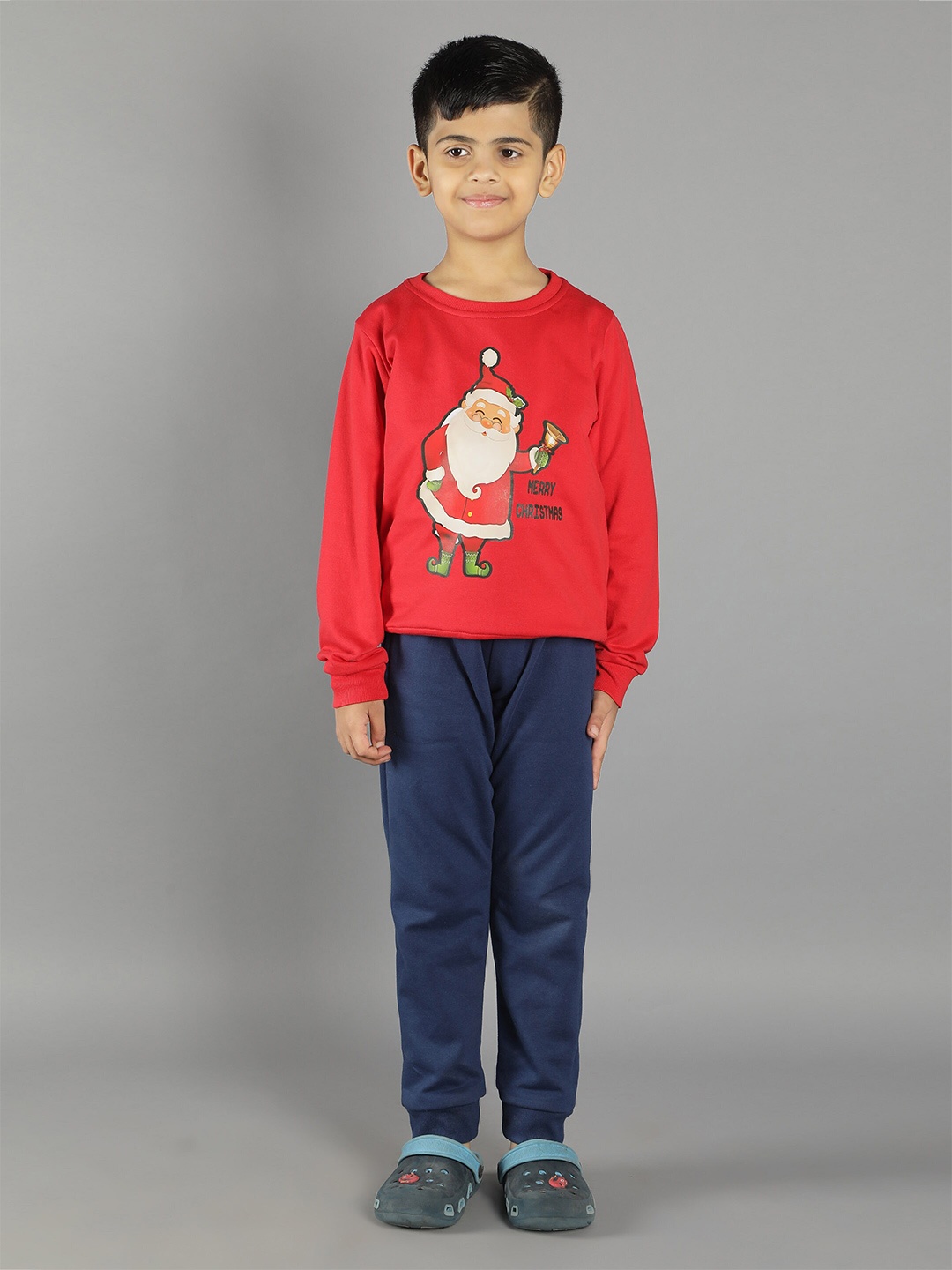 

Ninos Dreams Kids Red Christmas Santa Printed Fleece Sweatshirt
