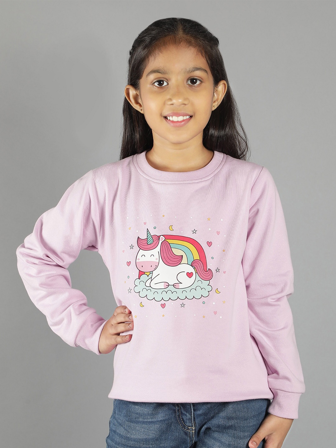 

Ninos Dreams Girls Lavender Unicorn Printed Fleece Sweatshirt