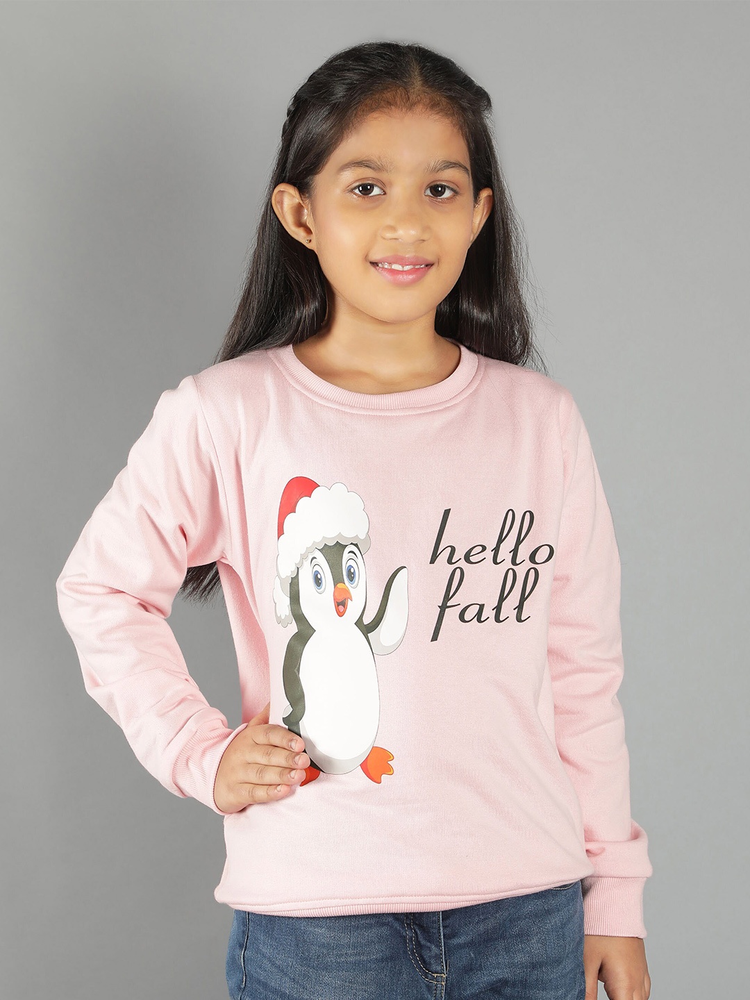 

Ninos Dreams Girls Pink Penguin Printed Fleece Sweatshirt