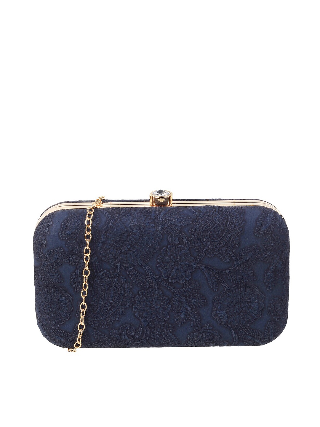 

WALKWAY by Metro Blue Embroidered Box Clutch