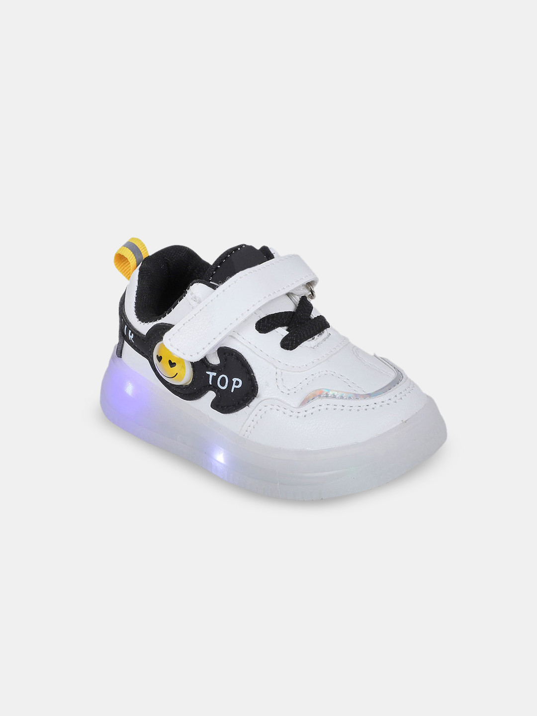 

Hopscotch Kids White & Black Text Print LED PU Sneakers