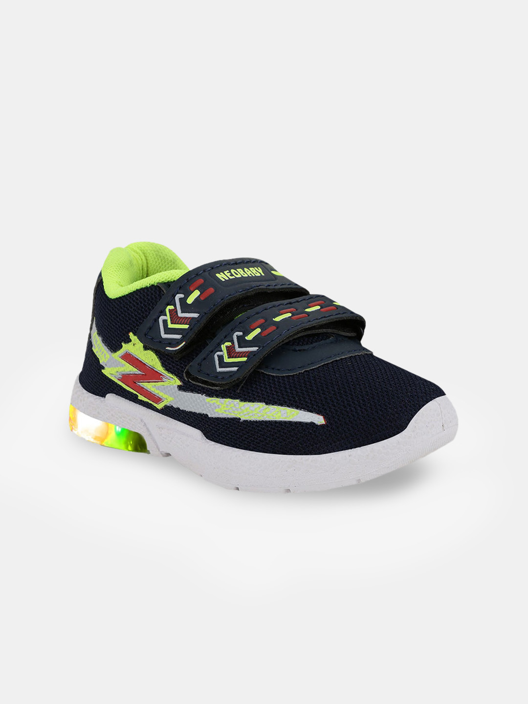 

Hopscotch Boys Black & Green Woven Design Led Slip-On Sneakers
