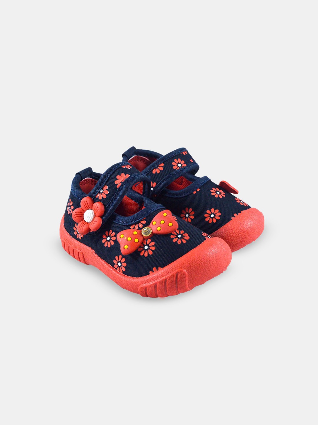 

Hopscotch Girls Red & Navy Blue Floral Printed PU Sneakers