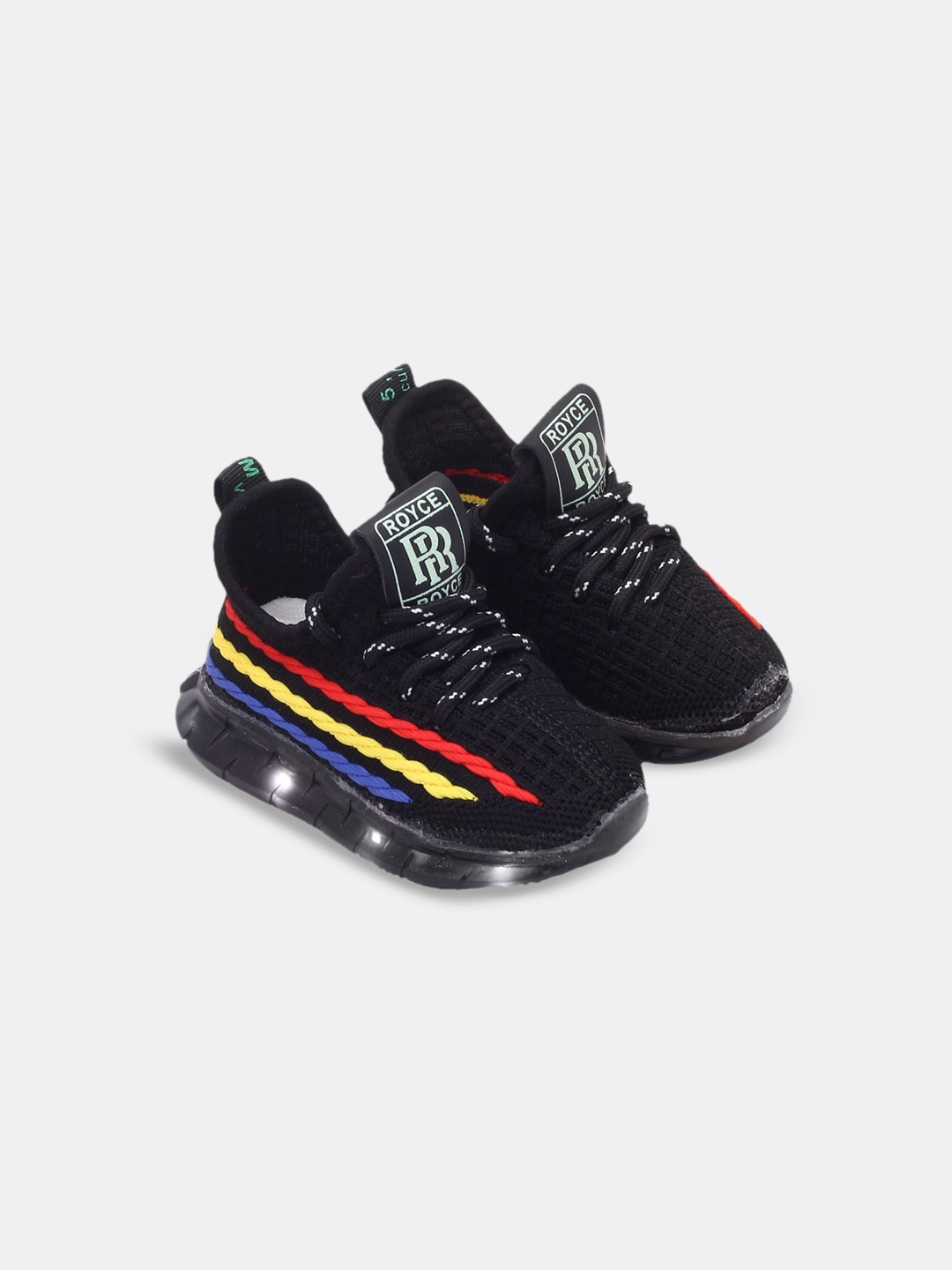 

Hopscotch Girls Black Woven Design LED Sneakers