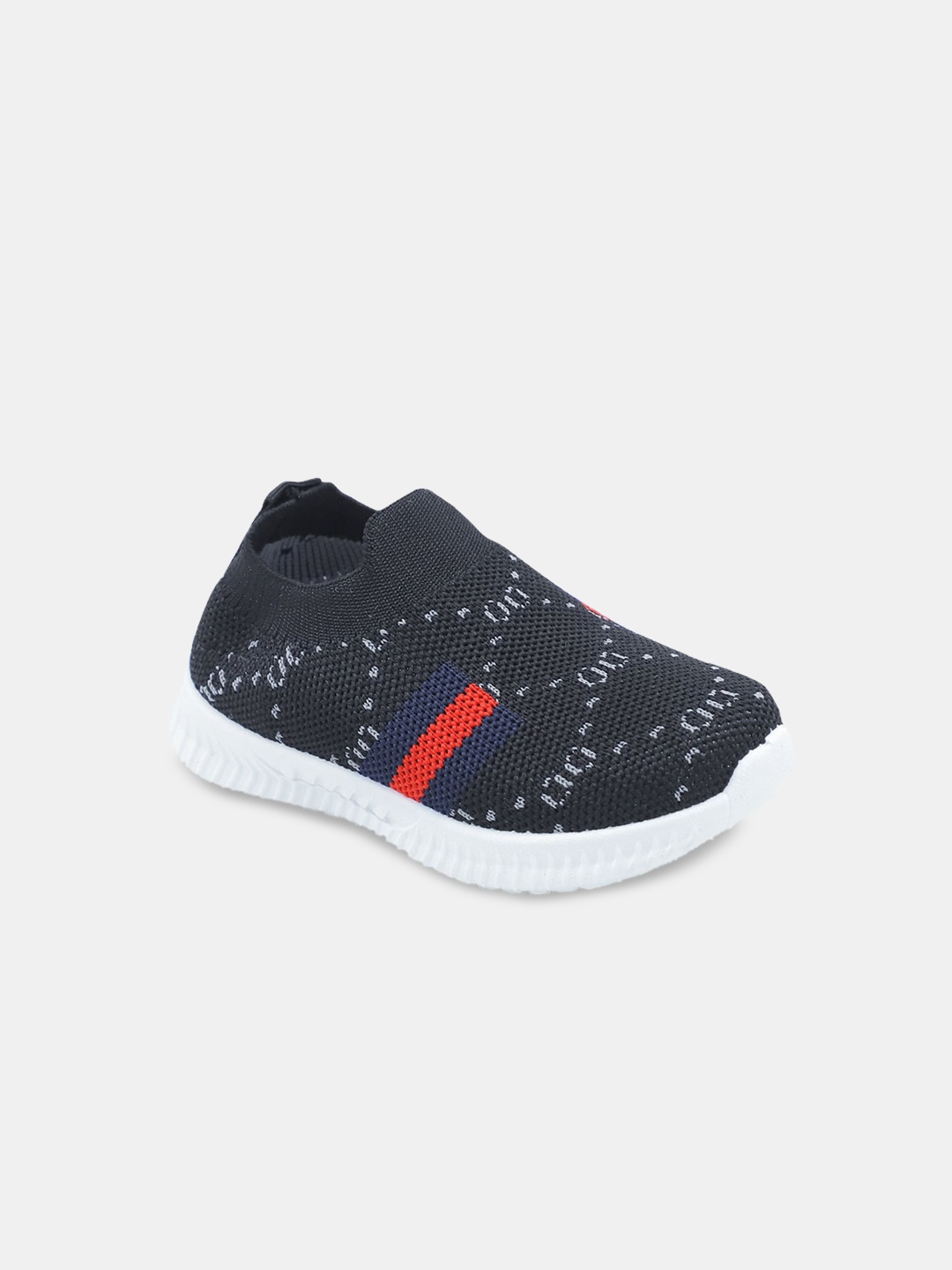 

Hopscotch Boys Black Printed Slip-On Sneakers