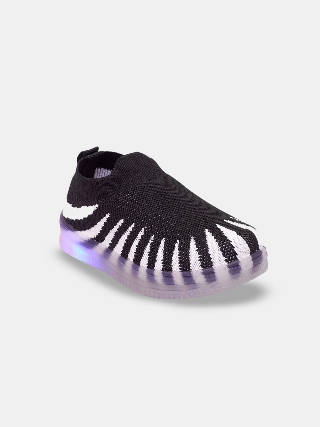 

Hopscotch Boys Black Printed Slip-On Sneakers