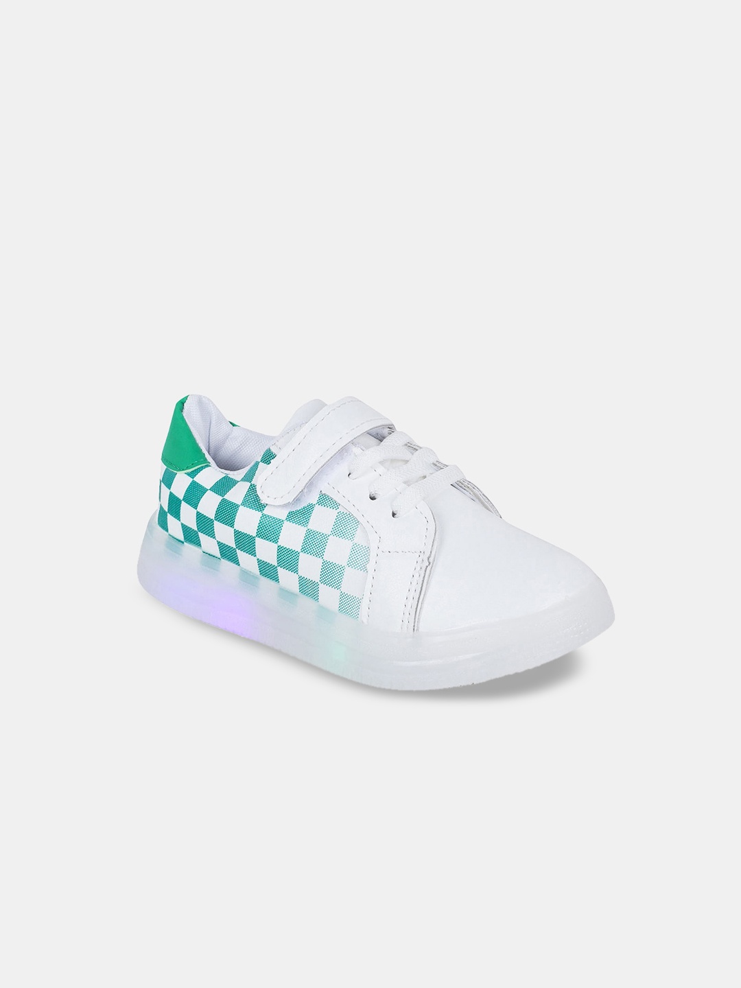 

Hopscotch Unisex Kids Green Printed PU Sneakers