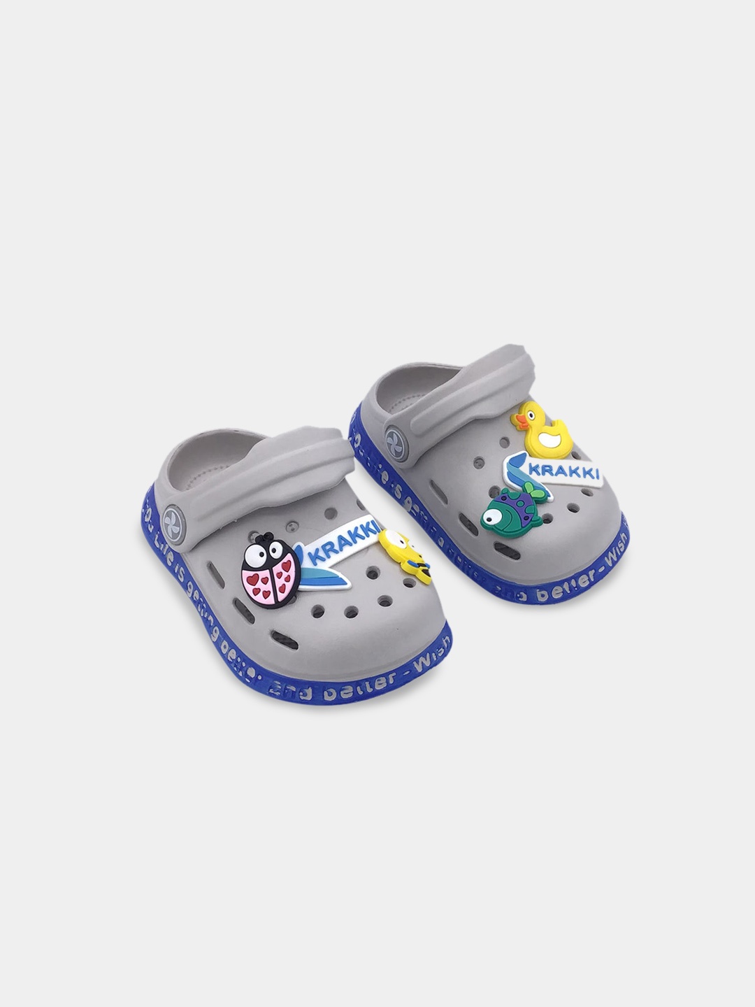 

Hopscotch Boys Grey Printed PU Clogs