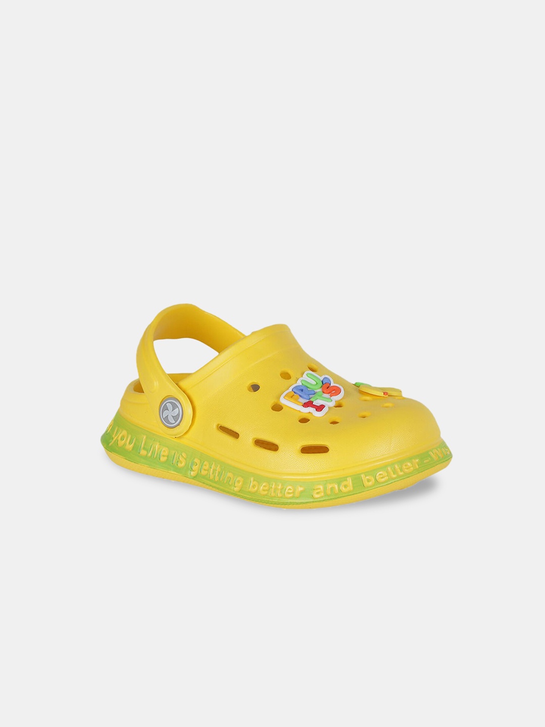 

Hopscotch Unisex Kids Yellow Printed PU Slip-On Sneakers