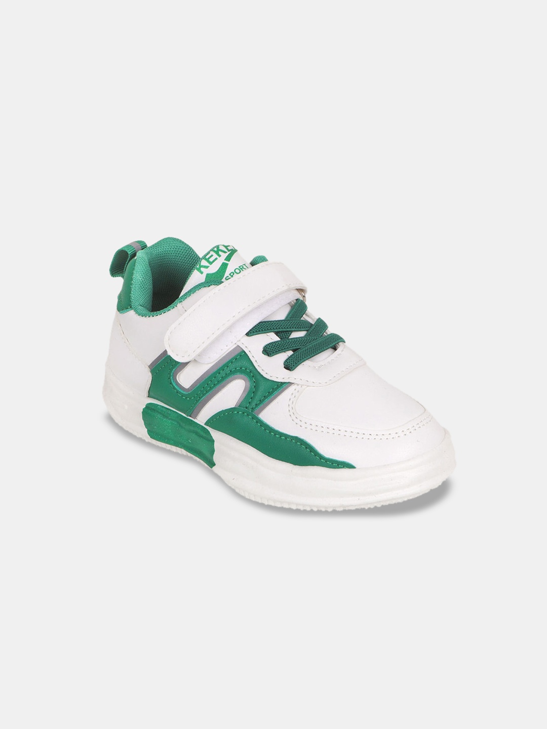 

Hopscotch Unisex Kids Green Colourblocked PU Sneakers