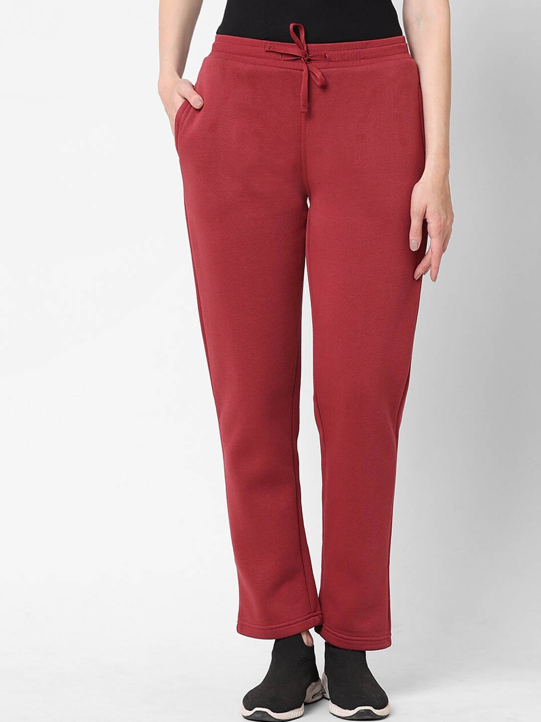 

Sweet Dreams Women Red Solid Fleece Track Pant