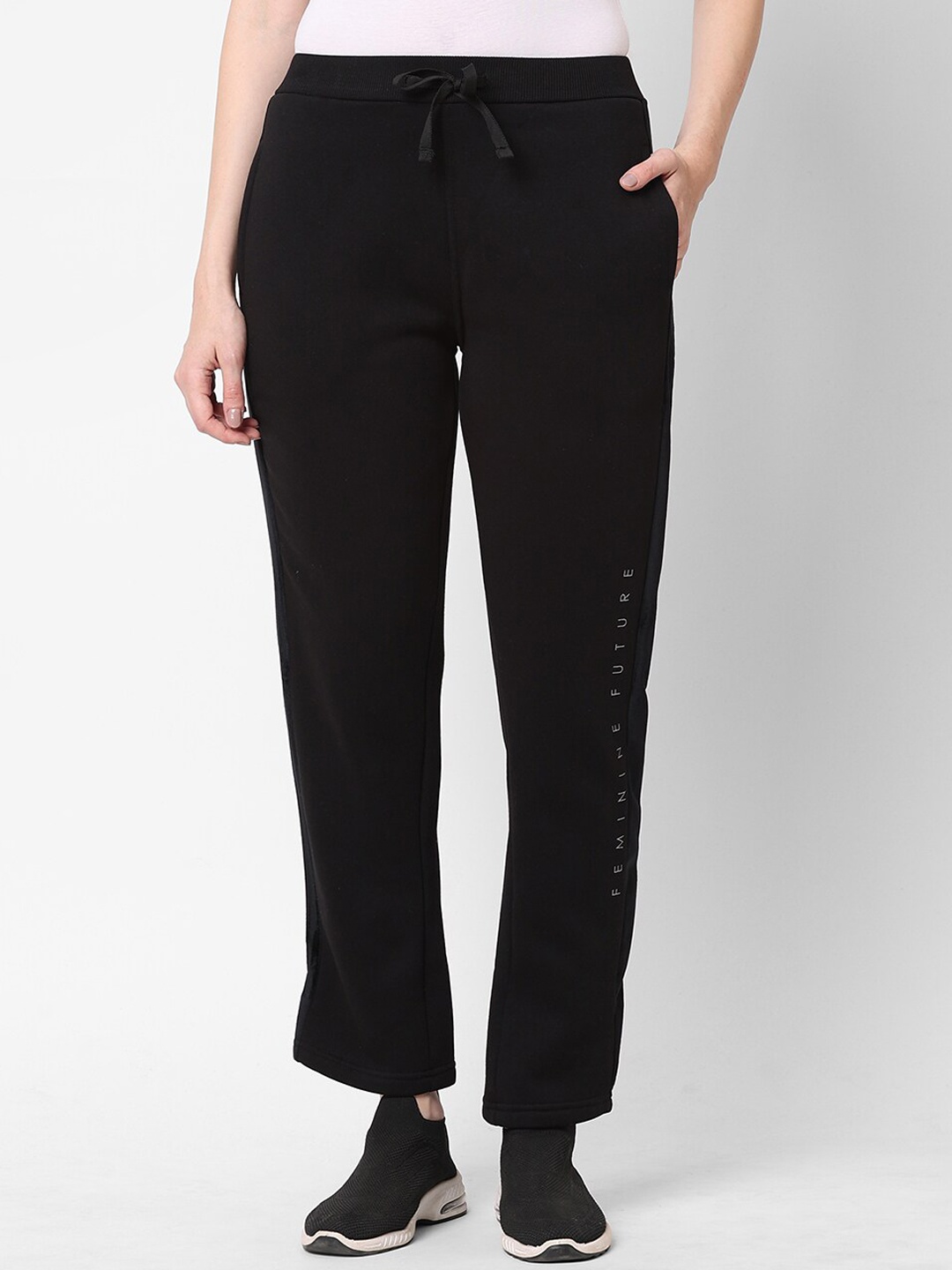 

Sweet Dreams Black Solid Fleece Track Pant
