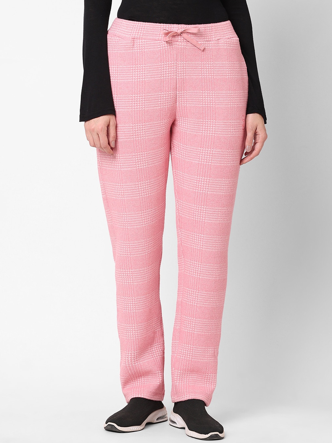 

Sweet Dreams Women Pink Fleece Checked Track Pant