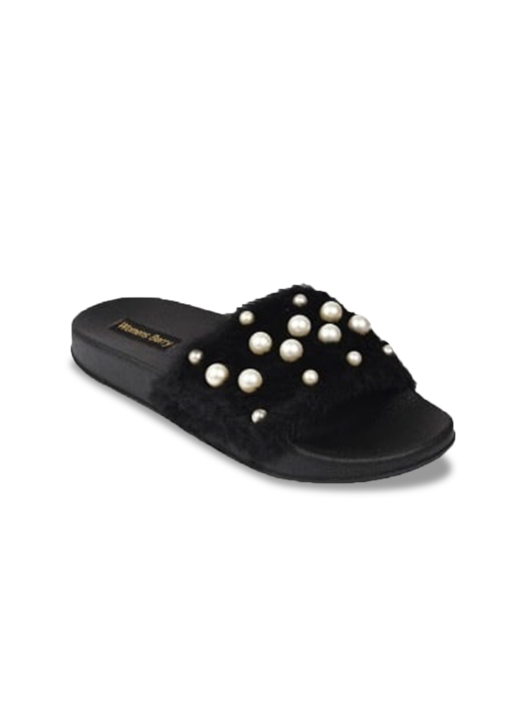 

WOMENS BERRY Women Black Embellished Open Toe Flats