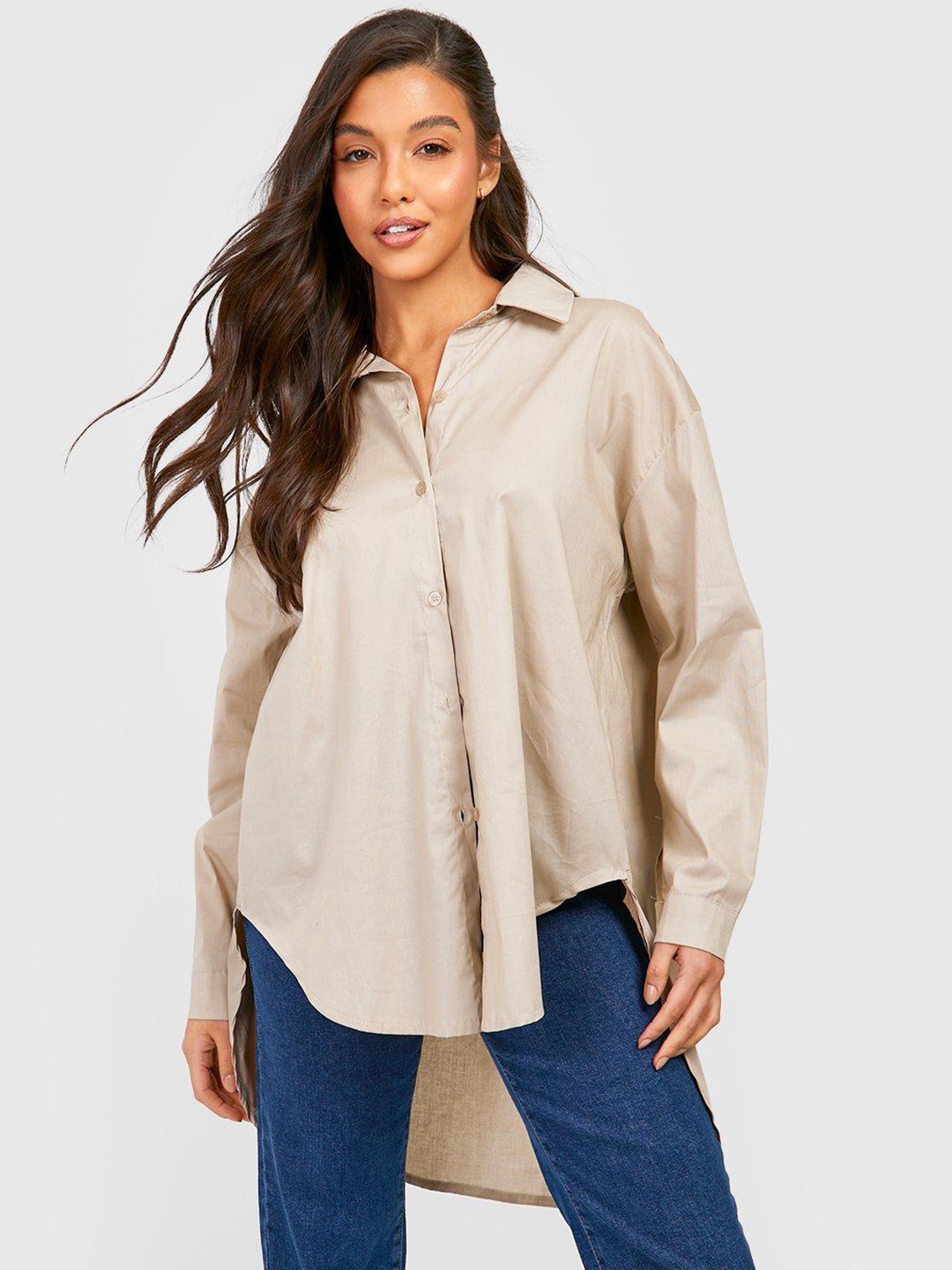 

Boohoo Women Beige Casual Shirt