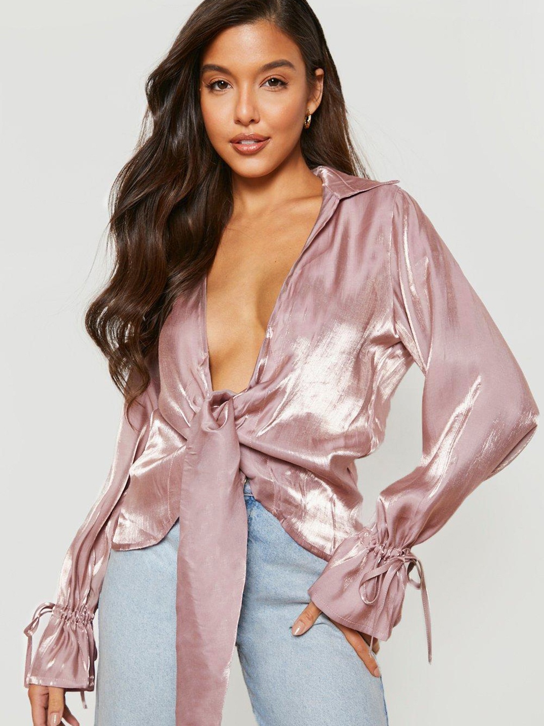 

Boohoo Women Lavender Casual Shirt