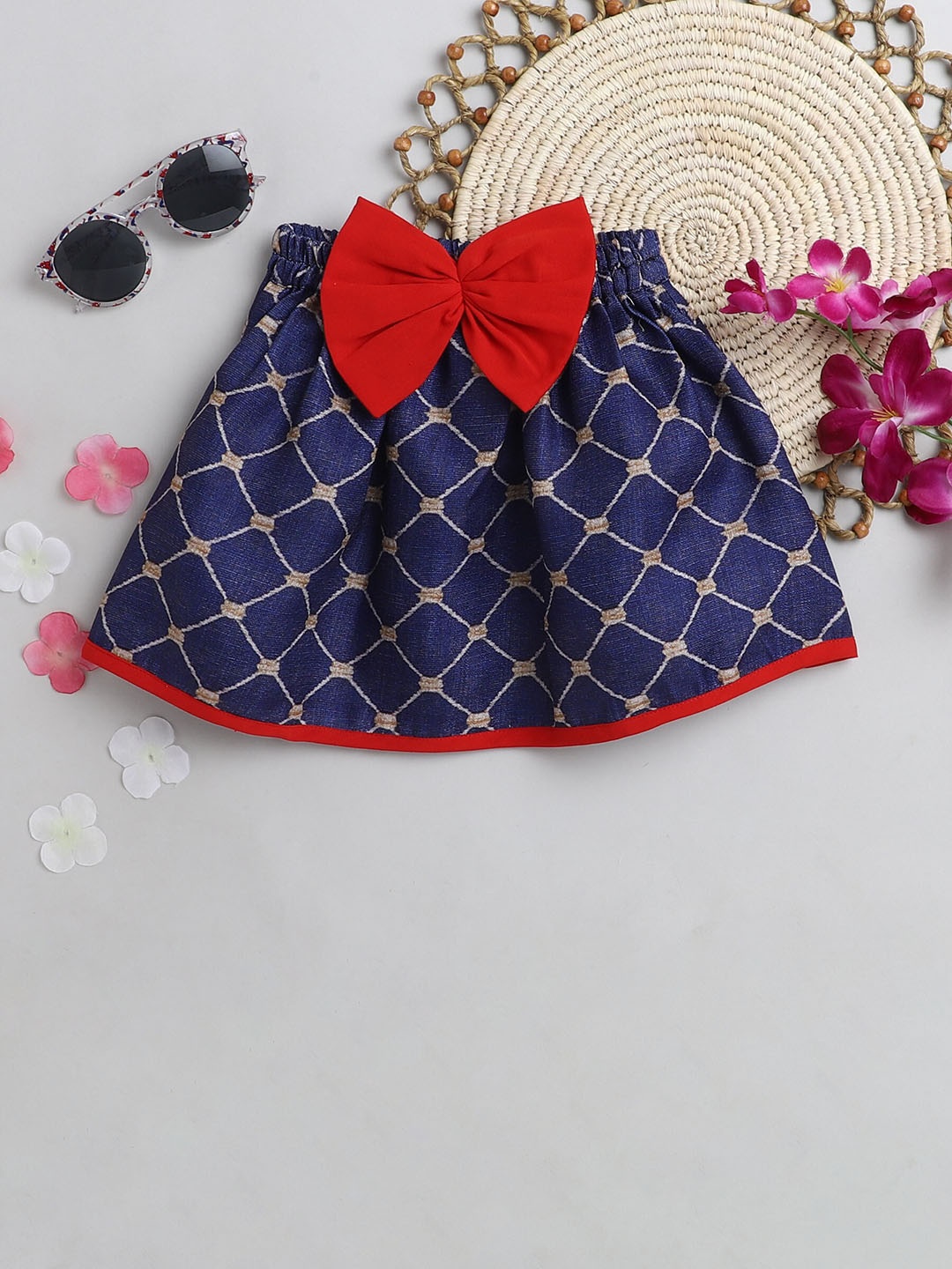 

MANY FROCKS & Infants Blue & Red Patterned A-Line Skirt
