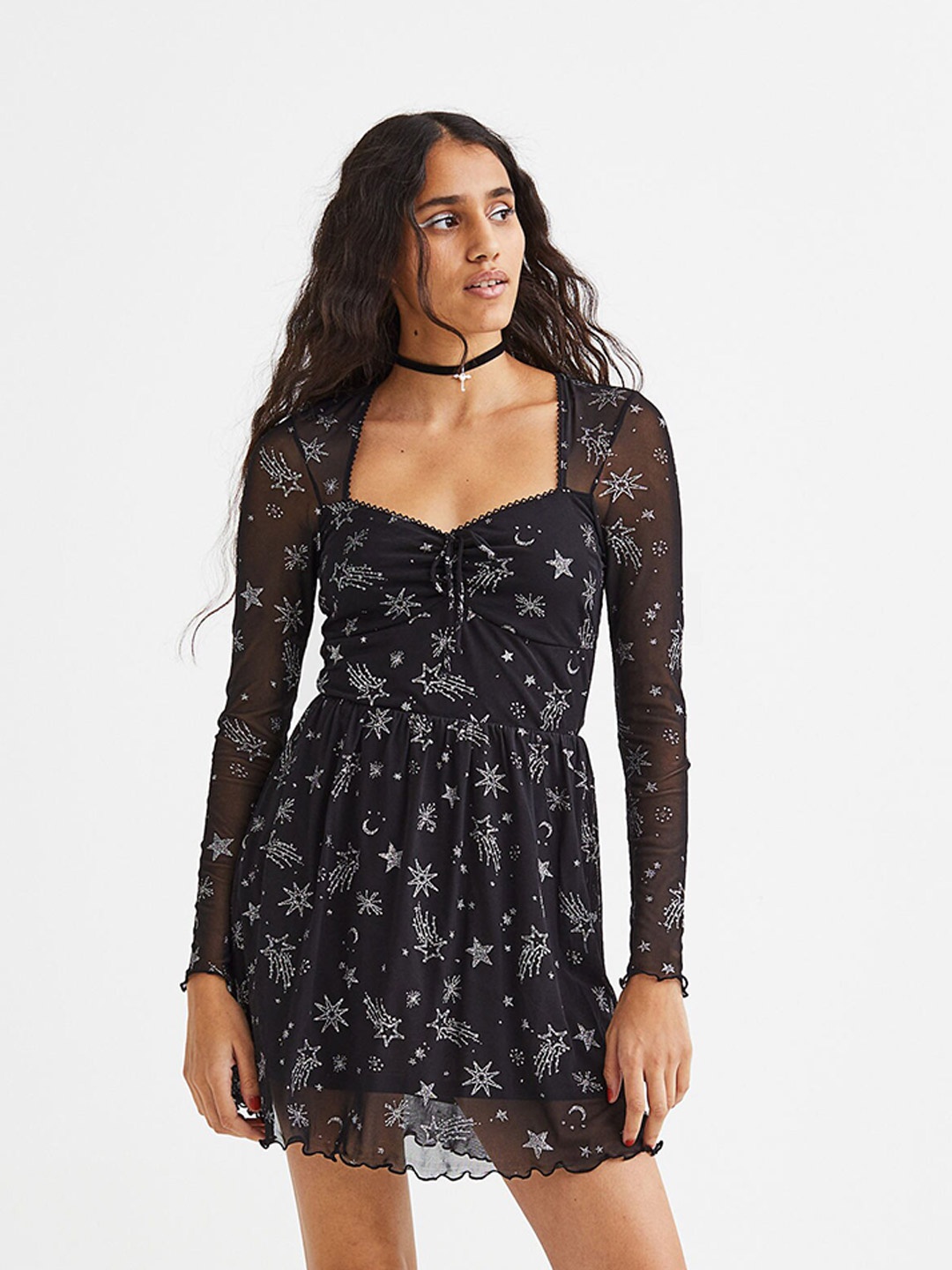 

H&M Black Glittery Mesh Dress