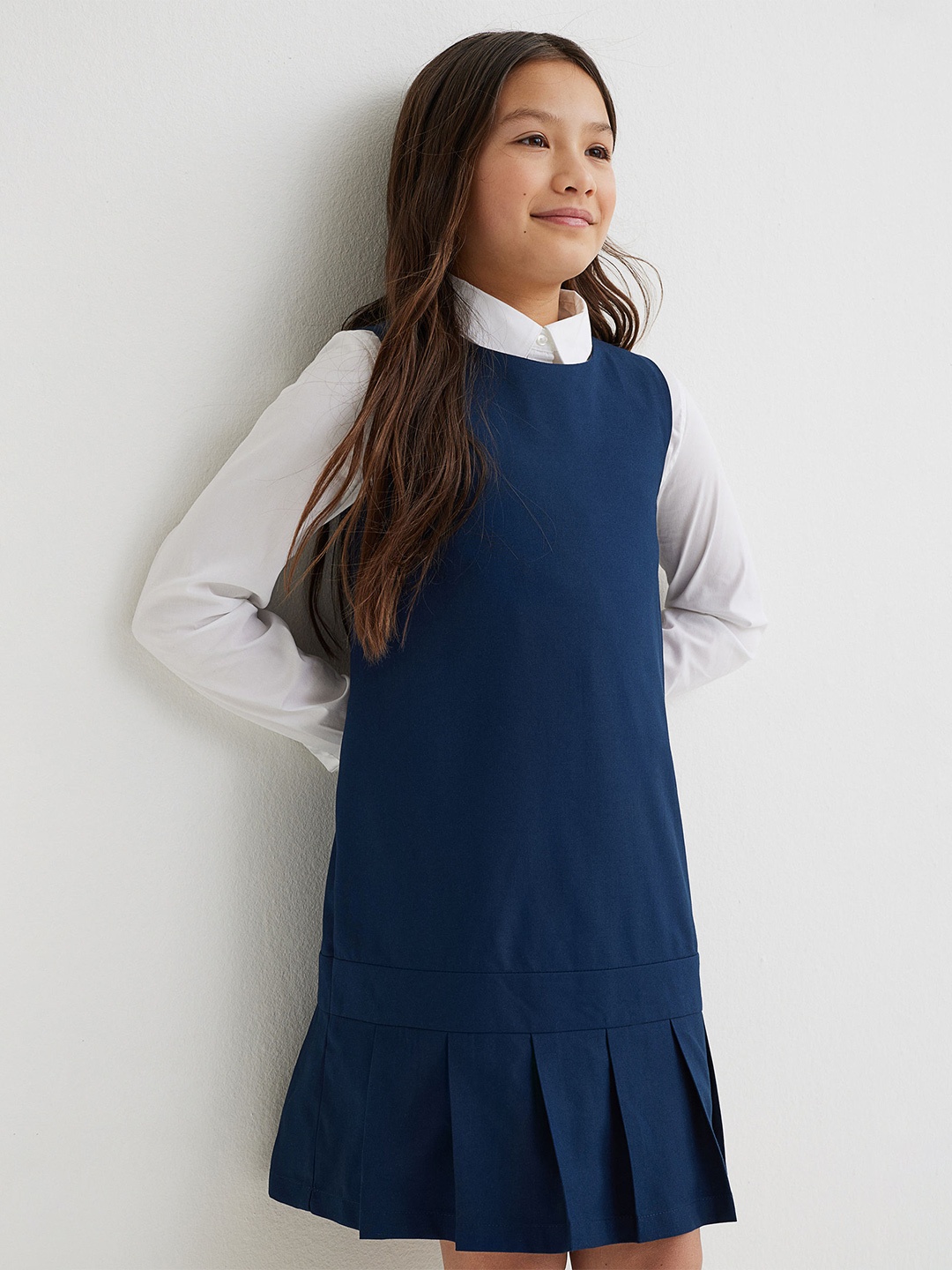 

H&M Girls Blue Pleat-Detail Dress