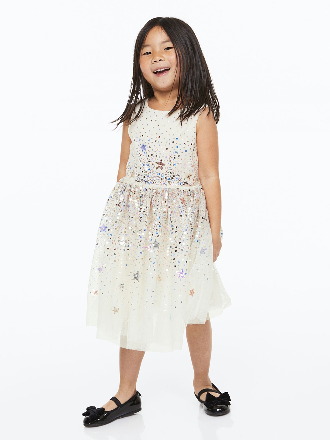 

H&M Girls White Sequined Tulle Dress