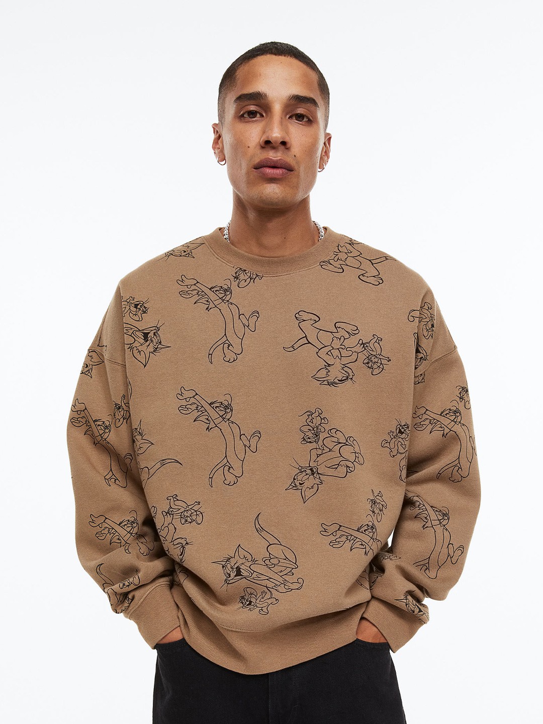

H&M Men Beige Relaxed Fit Sweatshirt