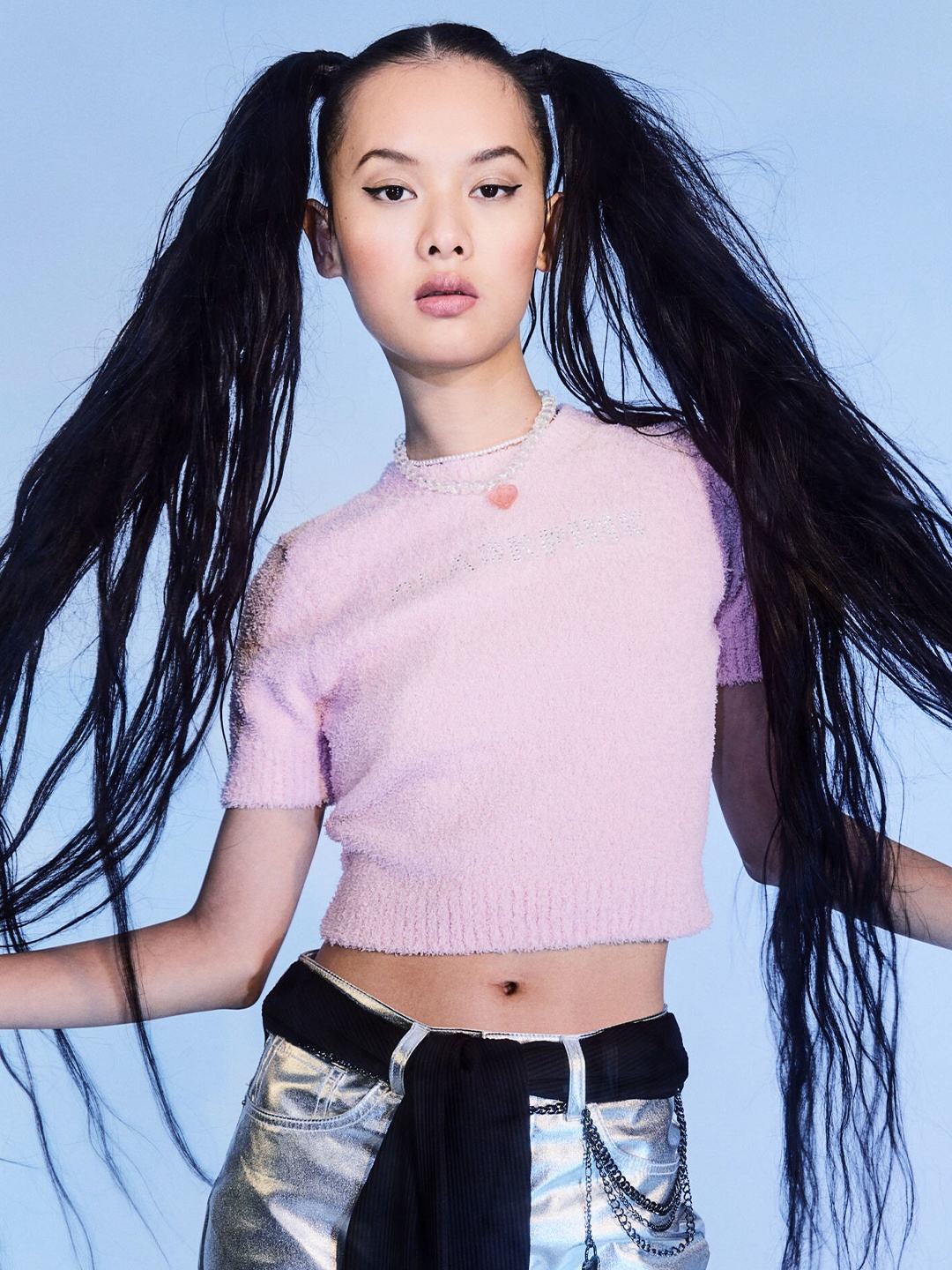 

H&M Women Pink Cropped Knitted Top