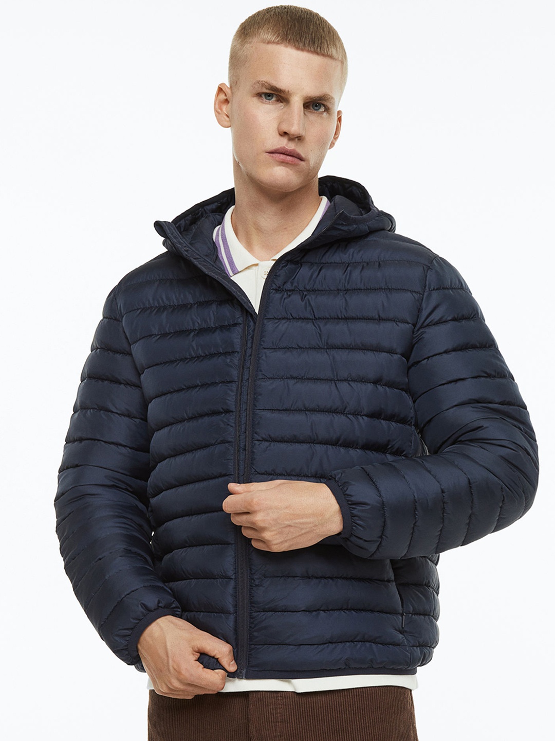 

H&M Men Blue Lightweight Puffer Jacket