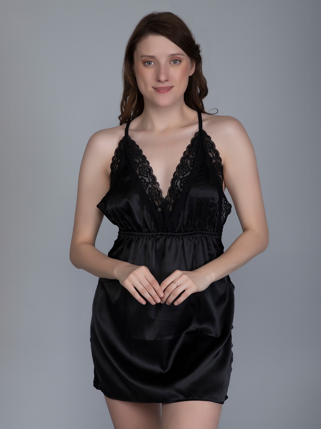

PHWOAR Black Satin Baby Doll