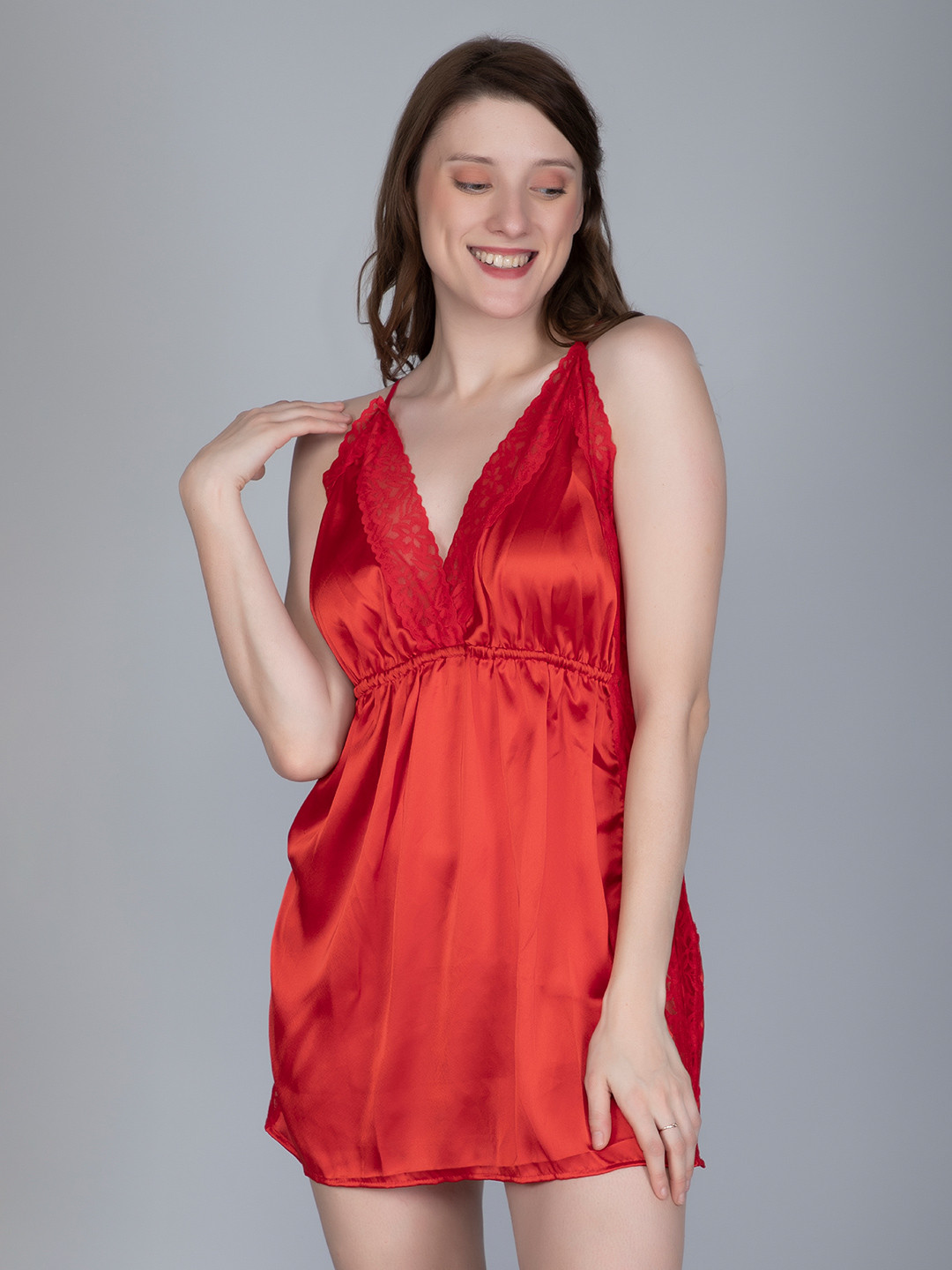 

PHWOAR Red Satin Baby Doll