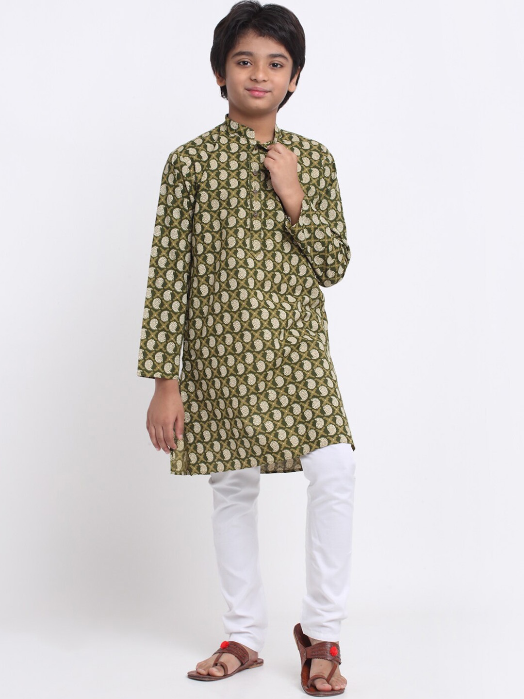 

KRAFT INDIA Boys Sea Green Paisley Printed Kurta with Pyjamas