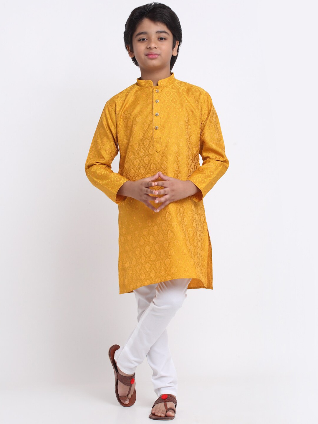 

KRAFT INDIA Boys Yellow Ethnic Motifs Kurta with Pyjamas